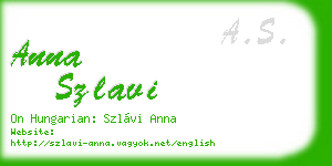 anna szlavi business card