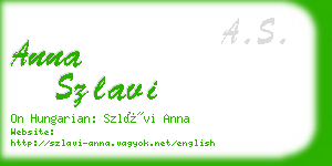 anna szlavi business card